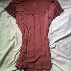 Elegant Lace Sleeve Blouse in Warm Rust